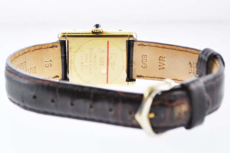 CARTIER Must de Cartier Vintage YG Rectangle Wristwatch w/ Ruby-tone Face - $6K VALUE APR 57