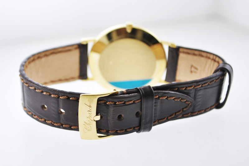 CHOPARD Vintage Ultra Thin YG Wristwatch on Brown Leather Strap, Ref. #1094 - $15K VALUE APR 57