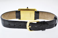 CARTIER Must de Cartier Rare YG Rectangle Wristwatch w/ Tiger Eye Style Dial - $4K VALUE APR 57
