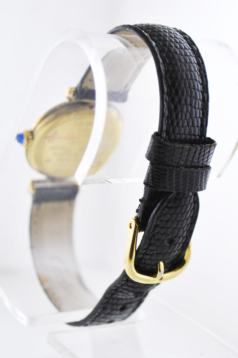 CARTIER Must de Cartier Vermeil Vintage YG Small Round Wristwatch - $6K VALUE APR 57