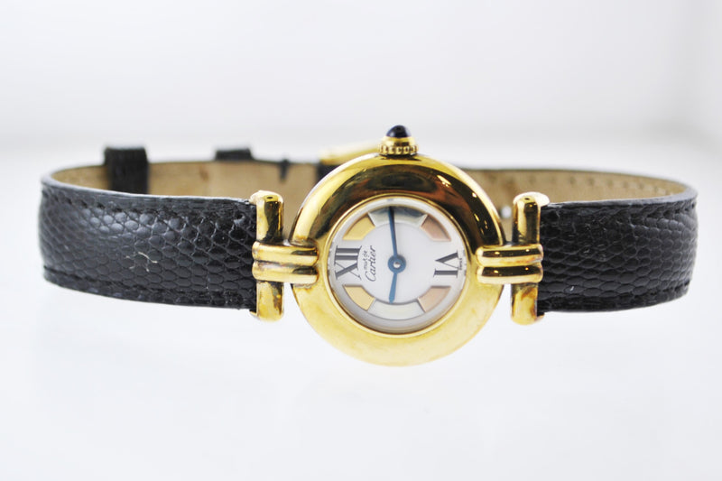 CARTIER Must de Cartier Vermeil Vintage YG Small Round Wristwatch - $6K VALUE APR 57