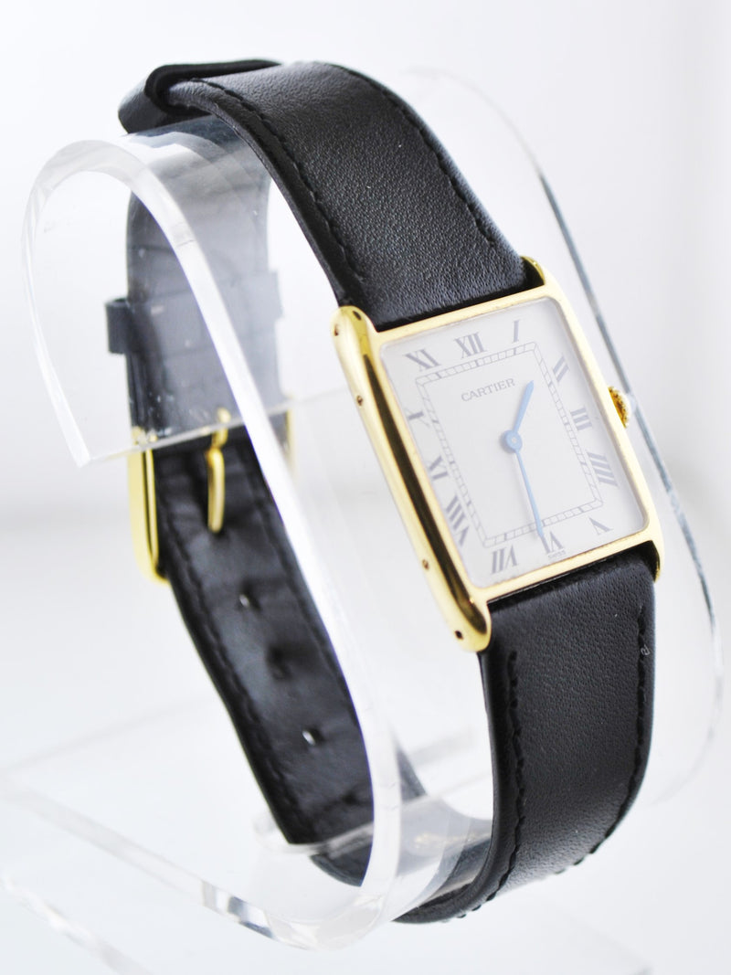 CARTIER Tank 18K Yellow Gold Rectangle Wristwatch on Leather Strap - $15K VALUE APR 57