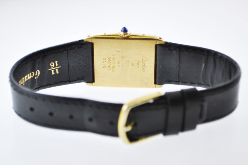 CARTIER Tank 18K Yellow Gold Rectangle Wristwatch on Leather Strap - $15K VALUE APR 57