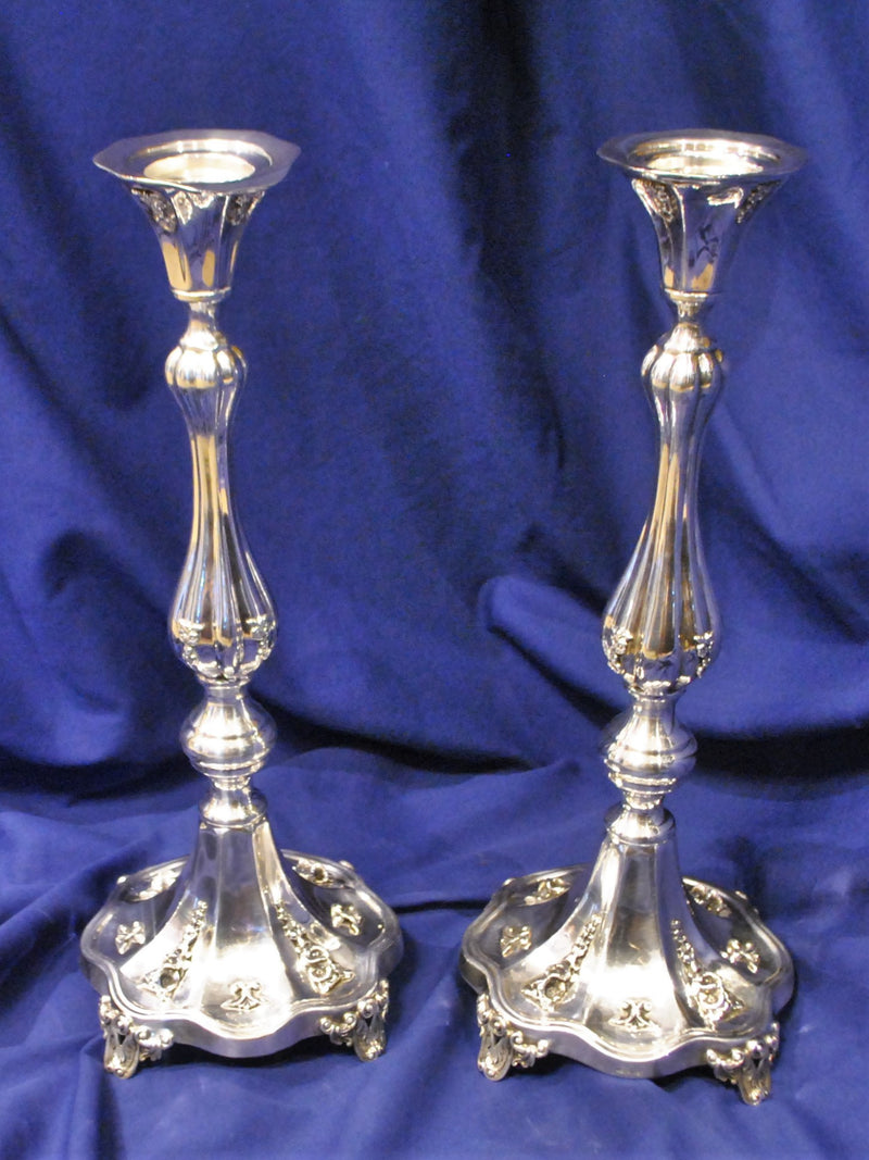 Pair of Candlesticks by Hazorfim Intricate Floral Design C.1950's Sterling Silver - $10K VALUE APR 57