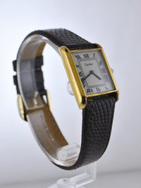 1960's Cartier Classic Vintage Men's Wristwatch Gold Tone on Brown Leather Strap - $6K VALUE APR 57