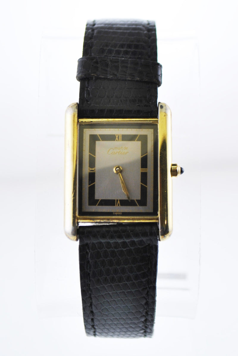Vintage Must de Cartier Tank Gold Plated Silver Wristwatch