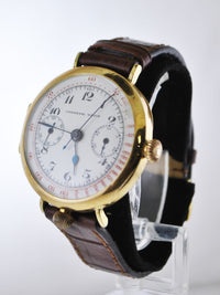 UNIVERSAL Vintage 1920's 18KYG Stopwatch Chronograph  on Brown Leather Strap - $30K VALUE APR 57