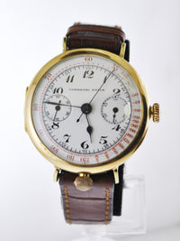 UNIVERSAL Vintage 1920's 18KYG Stopwatch Chronograph  on Brown Leather Strap - $30K VALUE APR 57
