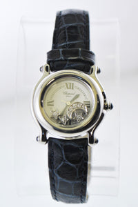 CHOPARD Happy Sport Lady's Wristwatch in Stainless Steel with Floating Diamond Moon & Star - $20K VALUE APR 57