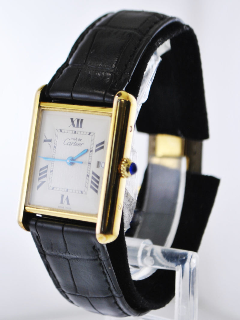 CARTIER Beautiful Vintage #2413 Rectangle Quartz Wristwatch in Gold Plated Sterling Silver - $6K VALUE! APR 57