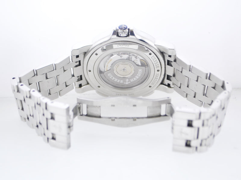 ULYSEE NARDIN Dual-Time Wristwatch Black Dial Skeleton Back in Stainless Steel - $15K VALUE APR 57
