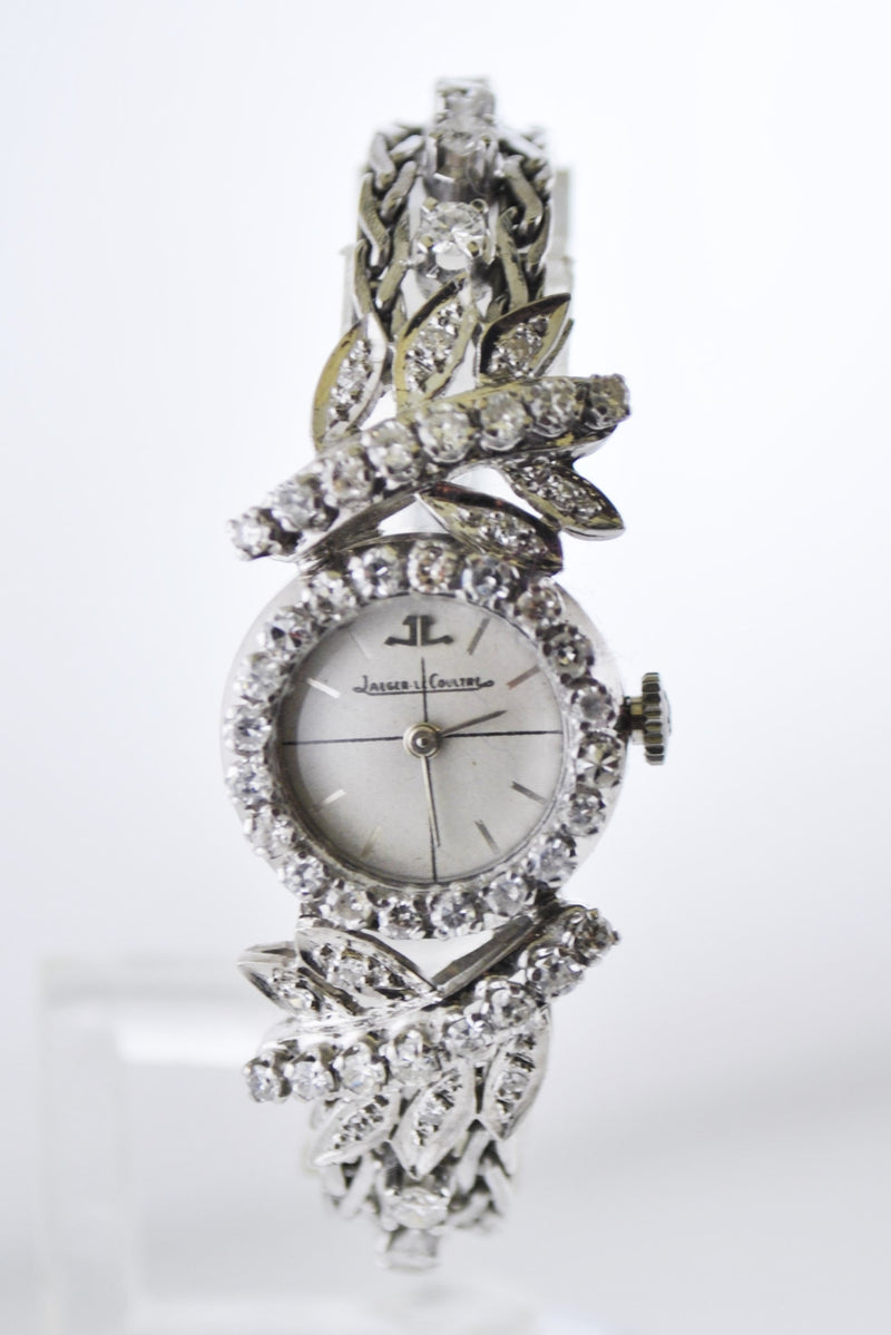 Jaeger LeCoultre Ladies Diamond Wristwatch Small Mechanic Round Case +3 TCW in 18 Karat White Gold - $15K VALUE APR 57