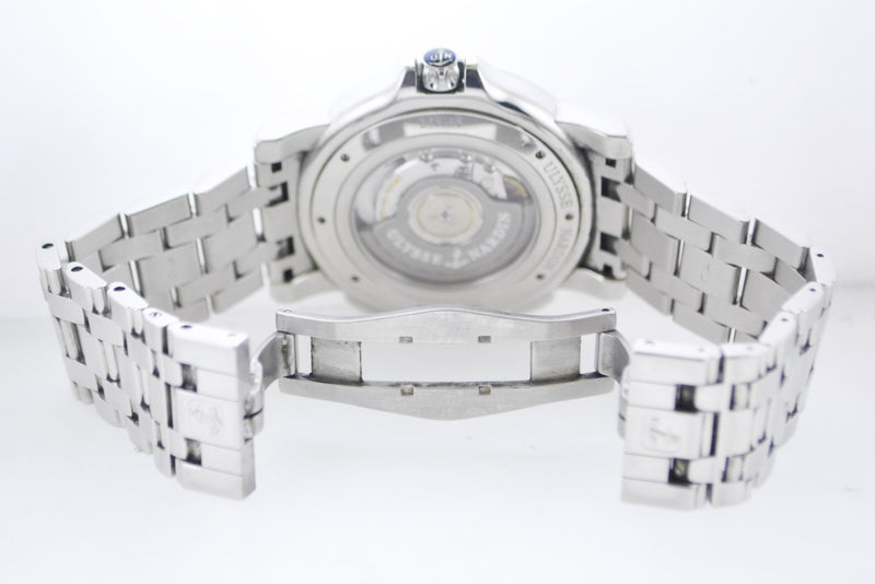 ULYSEE NARDIN Dual-Time Wristwatch Black Dial Skeleton Back in Stainless Steel - $15K VALUE APR 57
