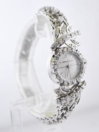 Jaeger LeCoultre Ladies Diamond Wristwatch Small Mechanic Round Case +3 TCW in 18 Karat White Gold - $15K VALUE APR 57