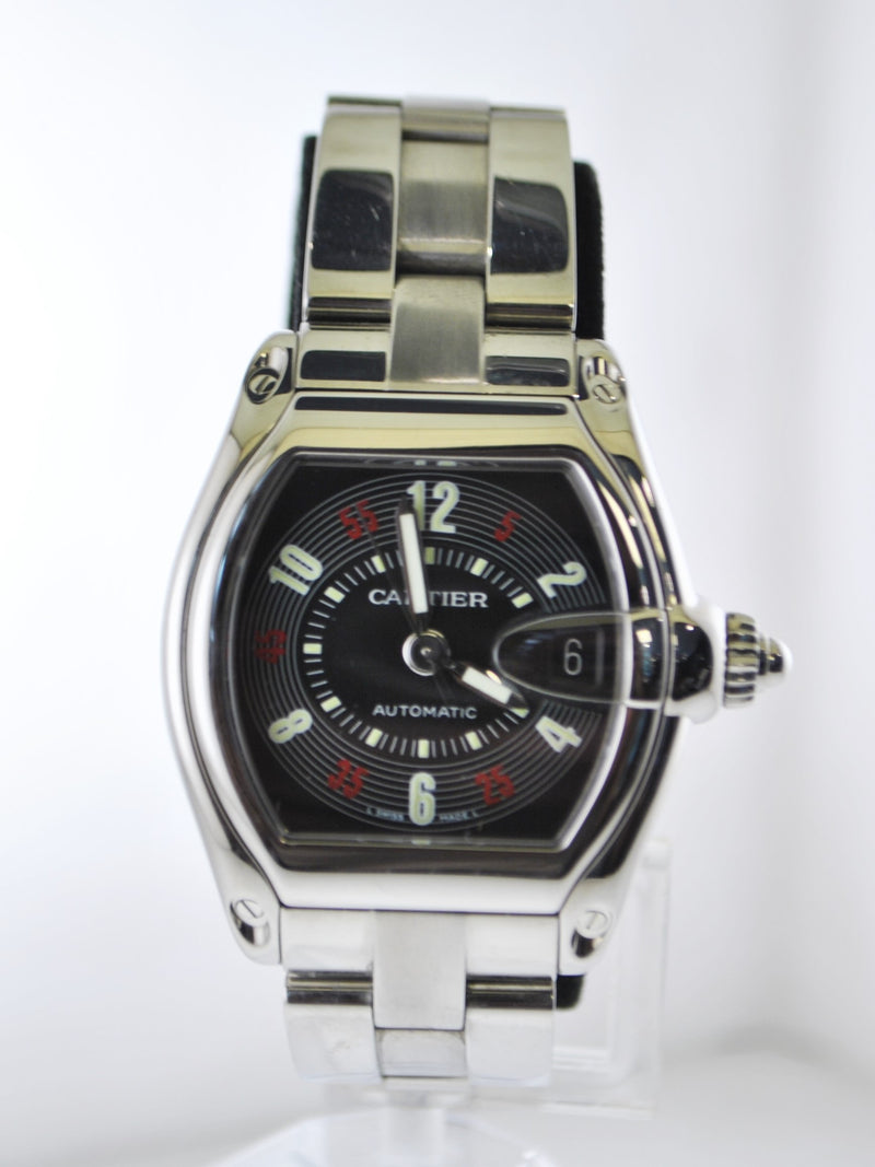 CARTIER Roadster #2510 Stainless Steel Automatic Cushion Wristwatch w/ Black Dial - $8K VALUE APR 57