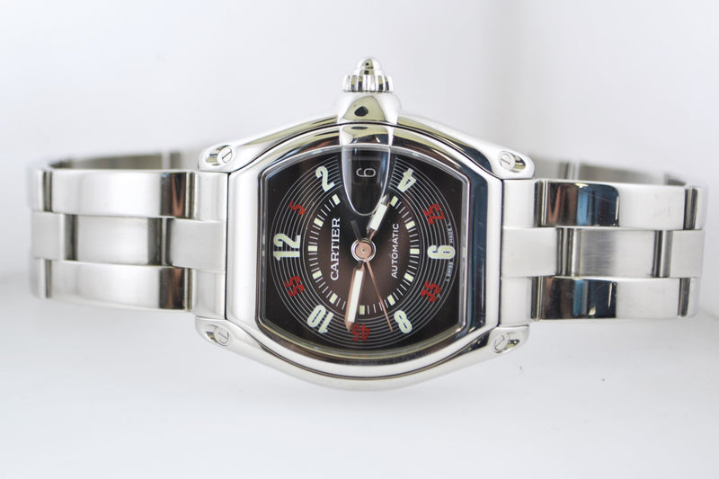 CARTIER Roadster #2510 Stainless Steel Automatic Cushion Wristwatch w/ Black Dial - $8K VALUE APR 57