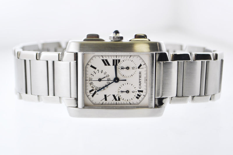 CARTIER Francaise #2303 Stainless Steel Rectangle Chronograph Watch - $12K VALUE APR 57