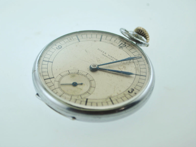 ROLEX Rare 1920's Marconi Pocket Watch Stainless Steel 15J Engraved - $20K VALUE APR 57