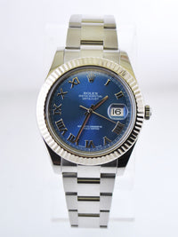 Rolex Oyster Perpetual Datejust Wristwatch Sapphire Tone Dial in SS 18K WG Bezel - $11K VALUE APR 57