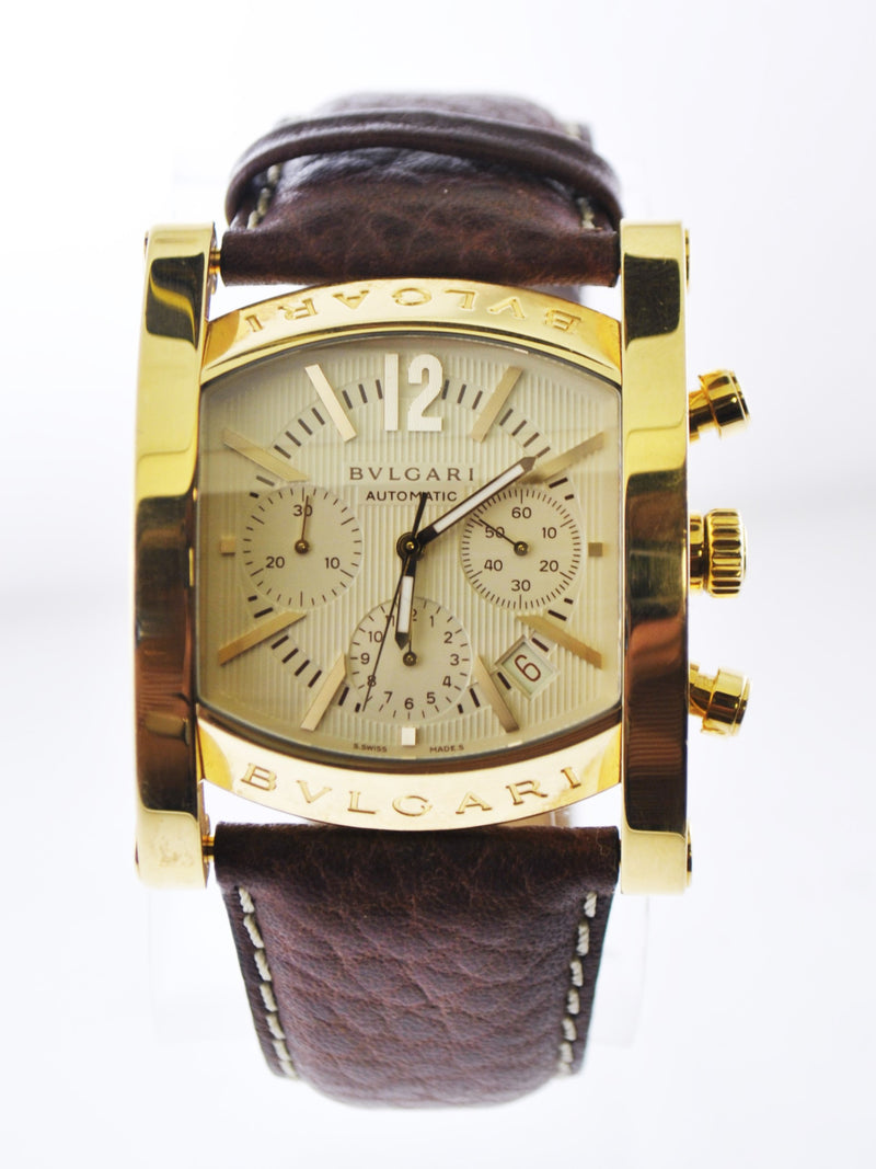 BVLGARI Assioma Automatic Wristwatch Square Jumbo 18K YG Chronograph - $20K VALUE APR 57
