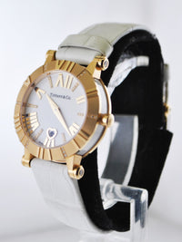 TIFFANY & CO. Atlas Diamond 18K Rose Gold Wristwatch on Original White Strap - $20K VALUE APR 57