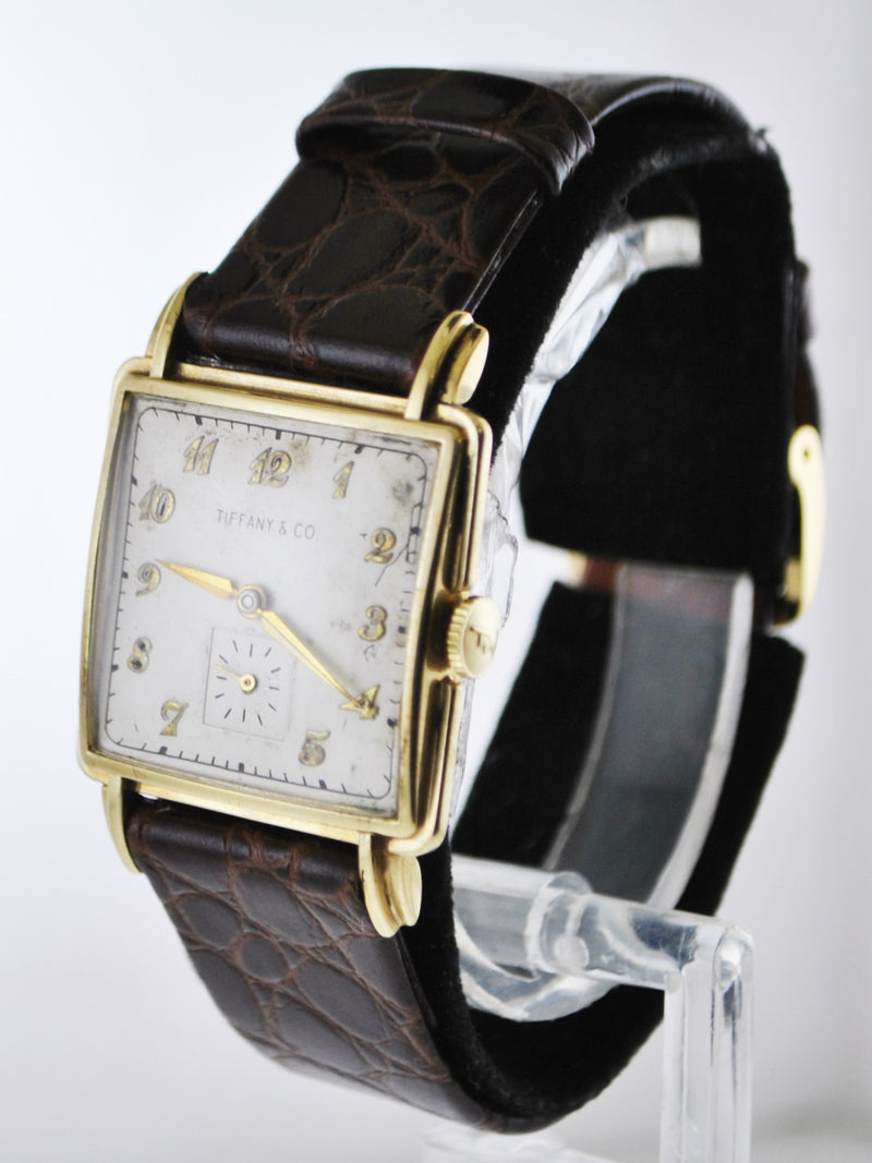 TIFFANY & CO. Vintage 1950s Yellow Gold Square Wristwatch w/ Sub-dial - $10K VALUE APR 57