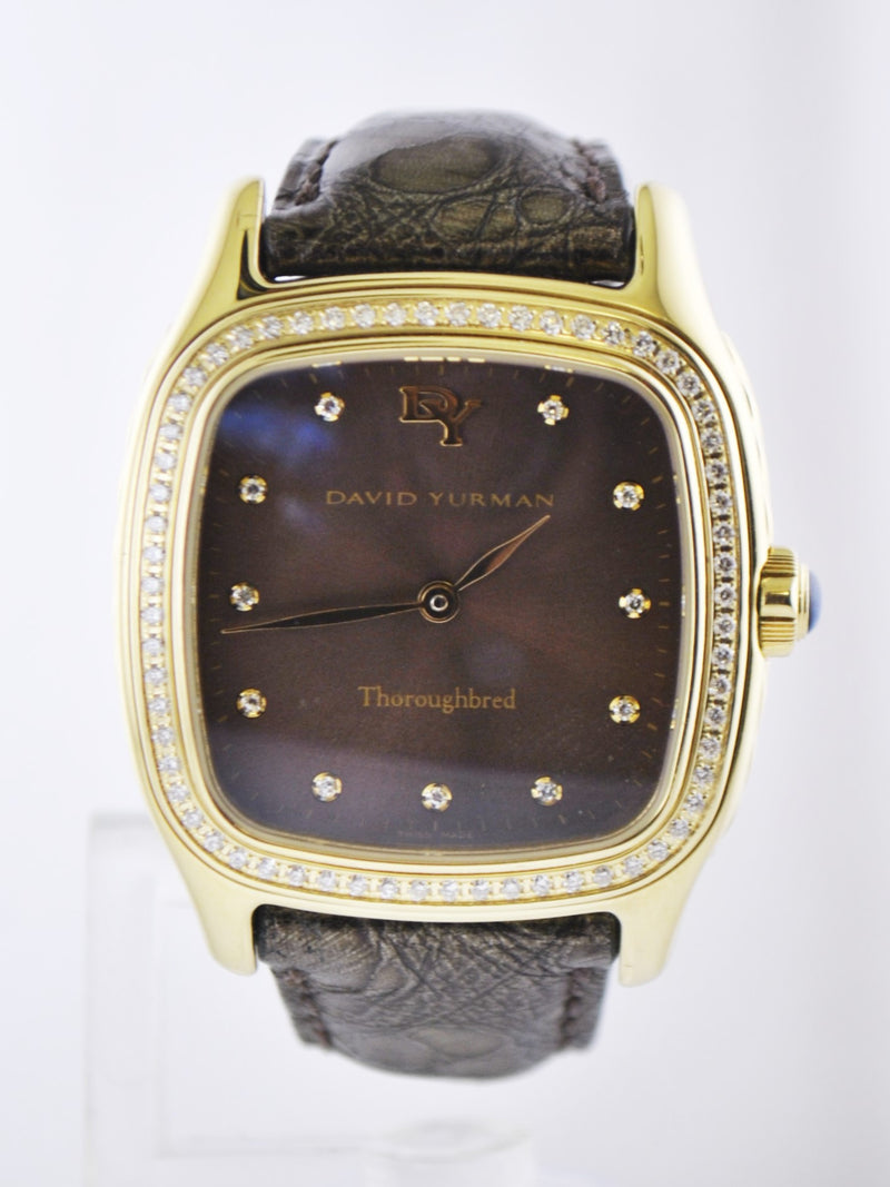 DAVID YURMAN Thorough Bred 18K Yellow Gold Cushion Case Wristwatch w/ 80 Diamonds!  - $20K VALUE APR 57