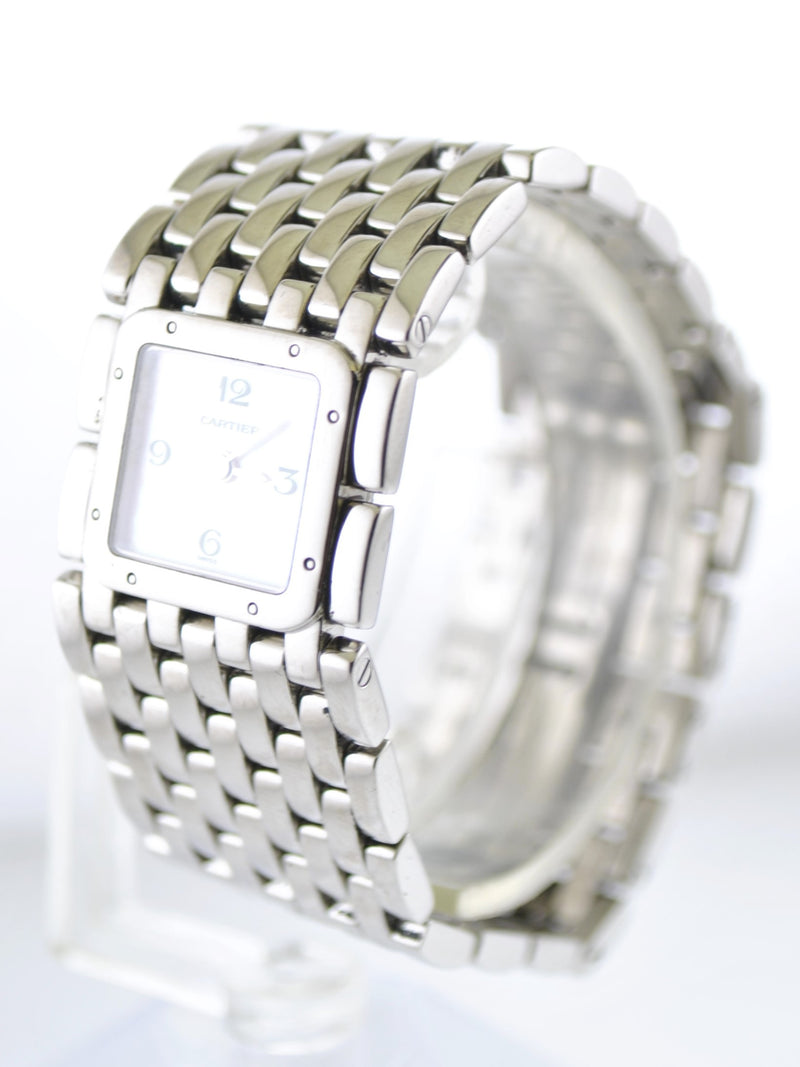 Cartier Ruban 2420 Square Wristwatch Pearl Dial Water Resistant Band in Stainless Steel - $10K VALUE APR 57