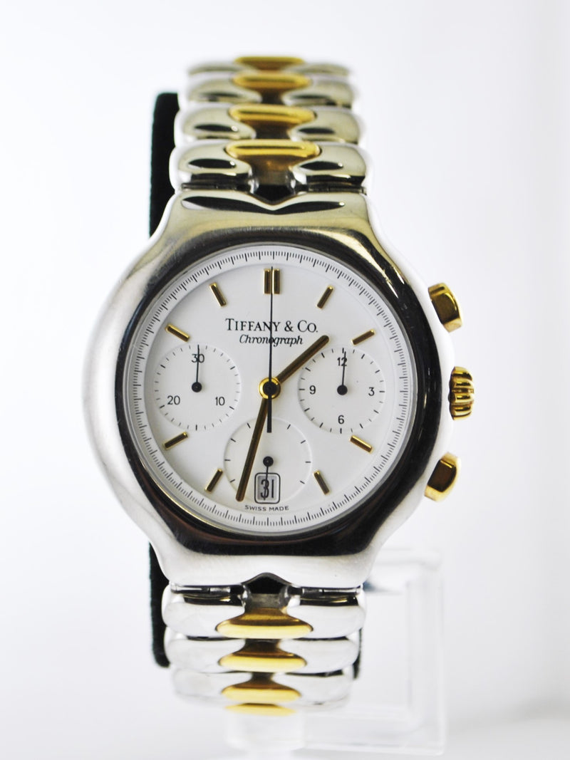 TIFFANY & CO. Tesoro #M0322 Two-Tone 18K Yellow Gold & Stainless Steel Chronograph - $15K Appraisal Value! ✓ APR 57