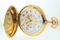 1900 Vintage Triple Signed Omega 14K Yellow Gold Pocket Watch with 24 Hour Arabic Dial - $20K VALUE APR 57