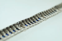 1920s Handmade Antique Platinum 3ct. Diamond, 2.5ct. Sapphire Bracelet - $40K APR Value w/ CoA! APR 57