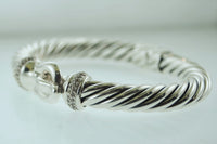 DAVID YURMAN Silver Cable Bracelet with 0.42 Carats in Pavé Set Diamonds - $3K VALUE! APR 57