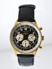 BREITLING Navitimer 18K Yellow Gold Chronograph Men's Automatic Wristwatch w/ Black Dial & 3 Silver Sub-dials -  $30K VALUE APR 57