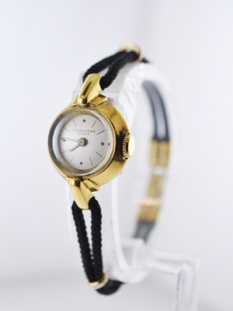 PATEK PHILIPPE Vintage 1950's Very Rare Women's Wristwatch in 18 Karat Yellow Gold on Original Textile Rope - $15K VALUE APR 57
