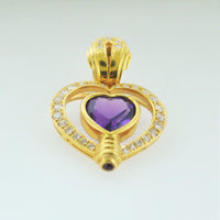 Contemporary Designer 18K Yellow Gold Pendant with Amethyst and Pave Set Diamonds - $8K VALUE APR 57