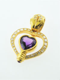 Contemporary Designer 18K Yellow Gold Pendant with Amethyst and Pave Set Diamonds - $8K VALUE APR 57