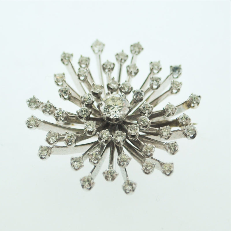 Vintage Designer Diamonds & White Gold Sunburst Brooch/Pin - $30K VALUE APR 57