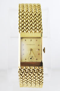 Tiffany & Co Mechanic Rectangle Wristwatch Weave Band in Solid Yellow Gold - $25K VALUE APR 57