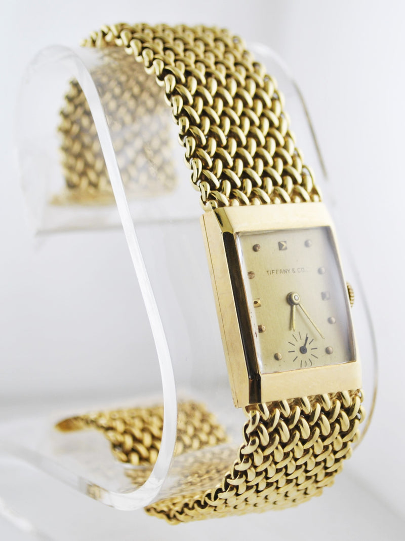 Tiffany & Co Mechanic Rectangle Wristwatch Weave Band in Solid Yellow Gold - $25K VALUE APR 57