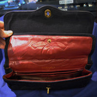 Circa 1980's Vintage Chanel Bag Black Fabric & Leather Textile Purse Two-Tone CC Lock - $6K VALUE APR 57
