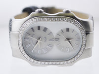 Philip Stein Teslar Dual-Time Oval 26 Wristwatch Diamond Bezel in Stainless Steel - $4K VALUE APR 57