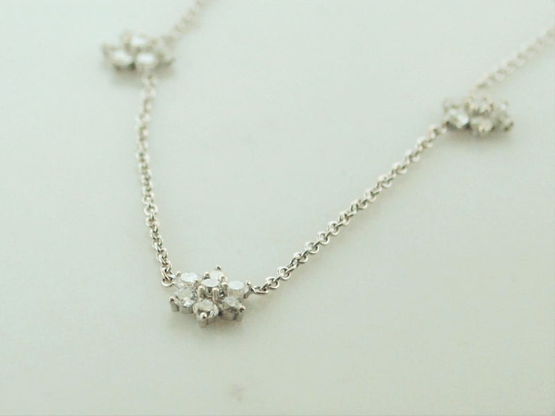 Contemporary Chopard Style Three Flower Diamond Necklace Appr. 1.3 Cts. TCW White Gold $10K VALUE APR 57