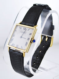 Cartier Tank Mechanic Square Wristwatch on Orig. Strap Triple Signed in 18 Karat Yellow Gold - $15K VALUE APR 57