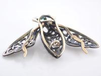1850s Diamond Bumble Bee Brooch with Blue Enamel in 14K Yellow Gold & Sterling Silver - $15K VALUE APR 57