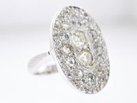 1920s Art Deco Designer Diamond Oval Top Cocktail Ring in White Gold with 3 Carats of Diamonds - $20K VALUE APR 57