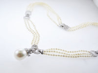 Vintage Art Deco Triple-Strand Freshwater 13 mm Pearl Necklace on 18K White Gold w/ 115 Diamonds - $20K VALUE APR 57