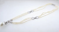 Vintage Art Deco Triple-Strand Freshwater 13 mm Pearl Necklace on 18K White Gold w/ 115 Diamonds - $20K VALUE APR 57