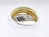 Contemporary Designer Fashion Pavé Diamond Ring Rope Band in White & Yellow Gold +1.3 TCW - $10K VALUE APR 57