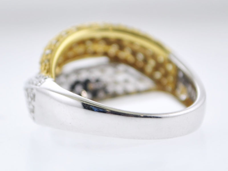 Contemporary Designer Fashion Pavé Diamond Ring Rope Band in White & Yellow Gold +1.3 TCW - $10K VALUE APR 57