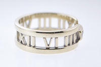 TIFFANY & CO. Contemporary 18K White Gold Roman Numerals Ring Band w/ Diamonds - $5K VALUE APR 57